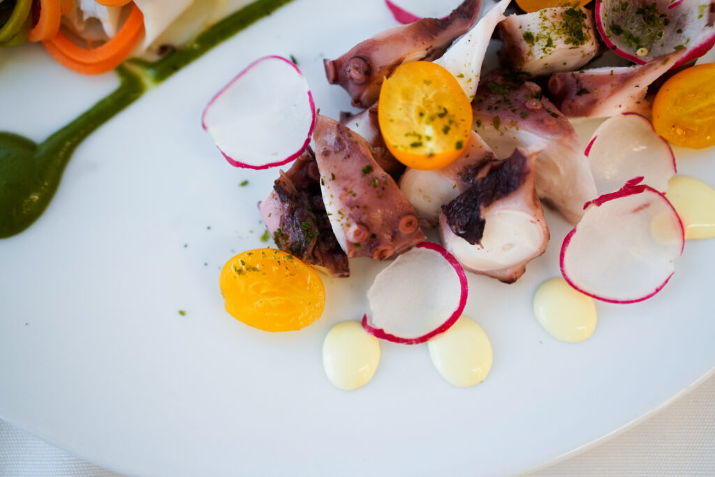 “Polpo gourmet con ravanelli, pomodorini gialli e salsa leggera – Rama Eventi”